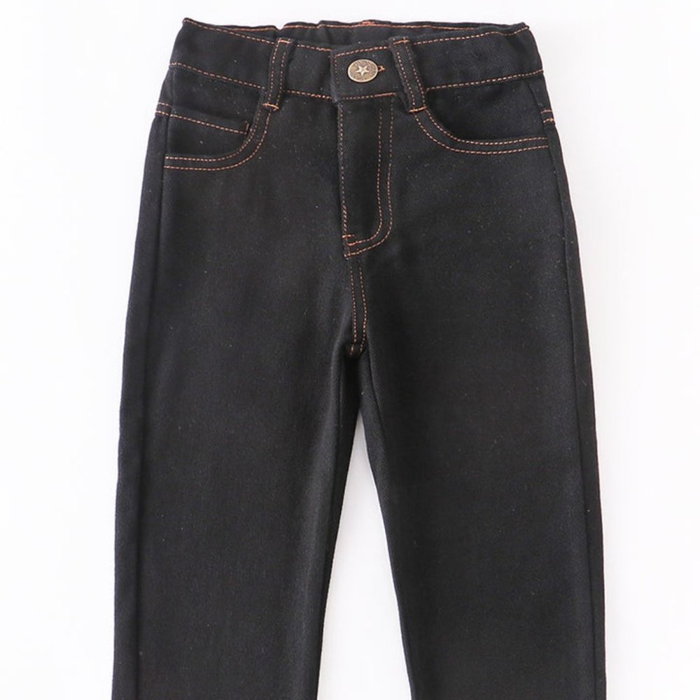 Boys Black Denim Straight Leg Jeans